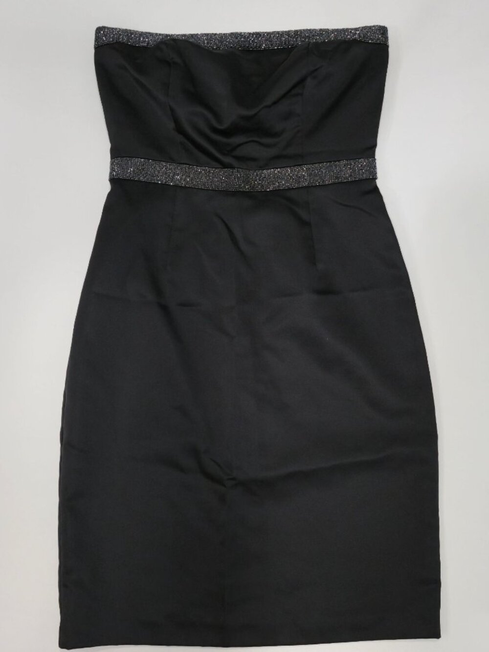Moda International ✦ Strapless Beaded Trim Cocktail Dress ✦ Black Evening Party - Picture 6 of 12
